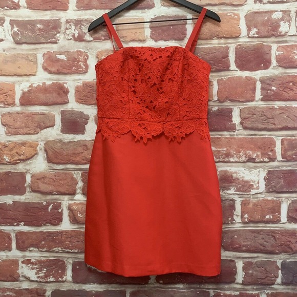 H&M Dress Women's Size 10 Red Embroidered Floral With Removeable Straps - Picture 7 of 9